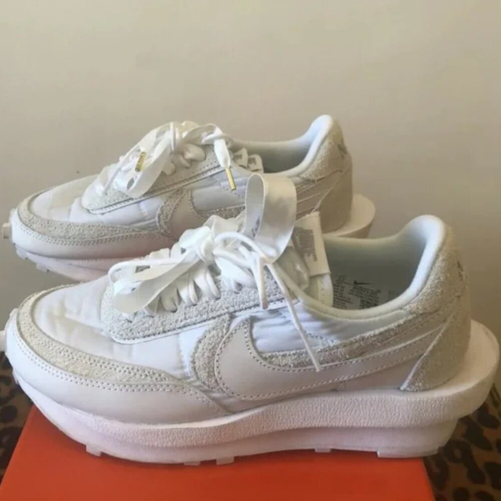 Nike Sacai LD waffle white nylon, mens 5.5 womens 7